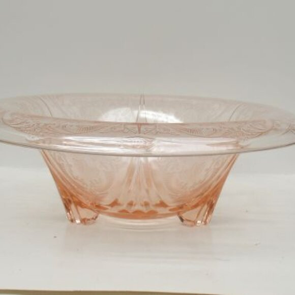 Hazel Atlas Depression Glass Pink ROYAL LACE 10 1/4 In Rolled Edge Console Bowl - Picture 2 of 5